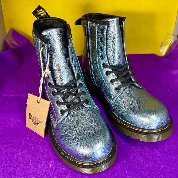 Dr. Martens Glitter J Metallic Blue Lace Up Boots main image 10